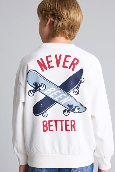 DeFacto Oversize Crew Neck Back Printed Soft Fleece Inside Sweatshirt for Boy...