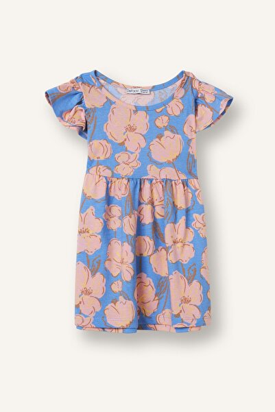DeFacto 100% Cotton Patterned Ruffle Short Sleeve Dress Baby Girl H2176A526Sm