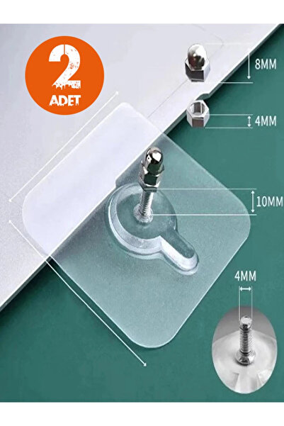 Hombak 2'li Set Süper Güçlü Kendinden Yapışkanlı Raf Çerçeve Tutucu Vidalı Ka...