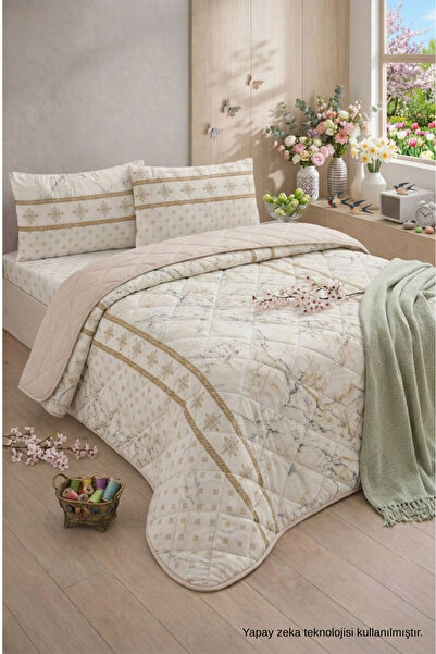 ÇARŞAF DÜNYASI Single Pique Quilted Pique and Bedspread Set – 160X230 cm Patt...