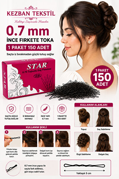Kezban Tekstil Star 0.70 Thin Bun Hairpin 1 X 150 Pieces