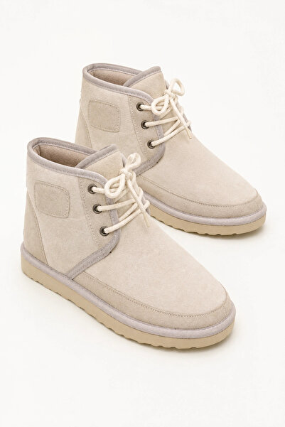 Sivarro Lace-Up Winter Suede Furry Women's Boots - Beige