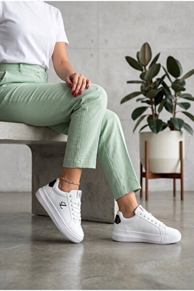 SOLAZER Women's White Black Sneaker Casual Sports Shoes 068
