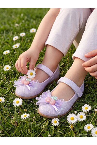 Civil Girls 21- Ballerinas with Cherry Accessories - Lilac