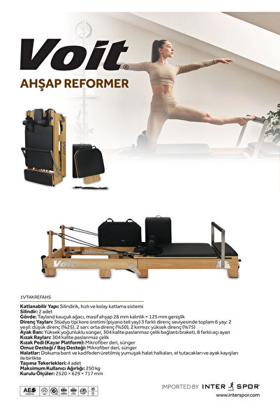 Voit Ahşap Reformer Pilates Aleti – Ev ve Stüdyo Kullanımına Uygun Profesyone...