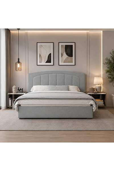 Highpoint سرير من هاي بوينت، قماش مبطن ناعم بتصميم عصري مريح، 220 × 215 سم با...