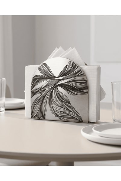 Generic Brand Black Colored, Patterned Stainless Steel Napkin Holder