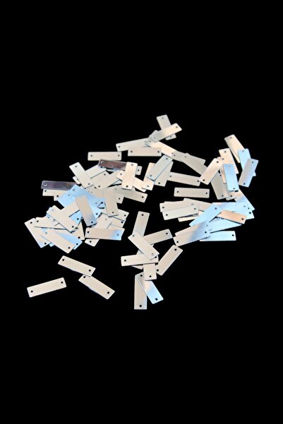 Serhat Aksesuar ve El İşçilik 6x20 mm Gümüş Diktörtgen Çift Delikli Plastik P...