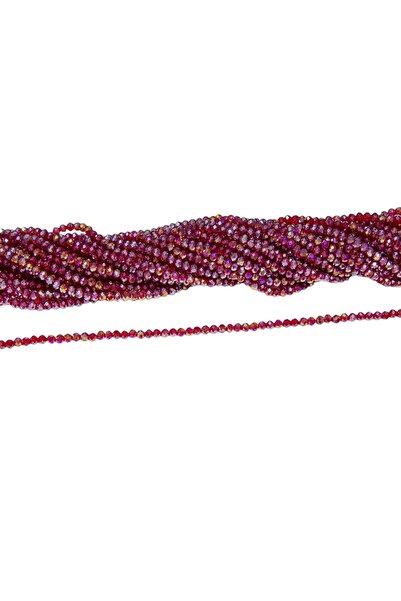 Serhat Aksesuar ve El İşçilik 4 mm Claret Red Flat Crystal Glass Beads 1 Stra...