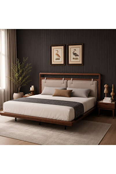 Highpoint سرير من هاي بوينت بتصميم خشبي متين مع ظهر منجد , 120 × 200 سم ,باللون البني
