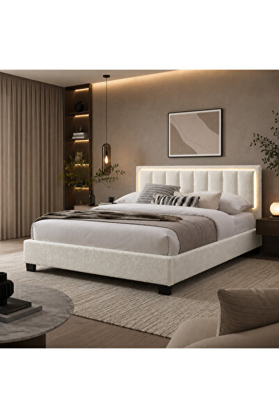 Highpoint سرير من هاي بوينت بهيكل خشبي متين مبطن من الخارج , 165 × 222 سم, با...