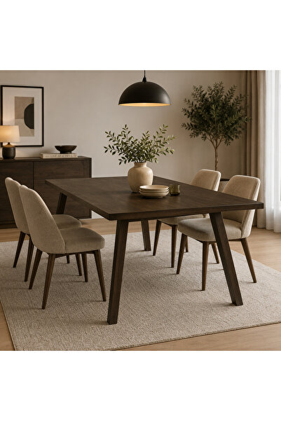 Highpoint طاوله خشب للطعام من هاي بوينت بتصميم عصري وخامات عالية الجودة من الخشب, 200 × 100 سم باللون البني