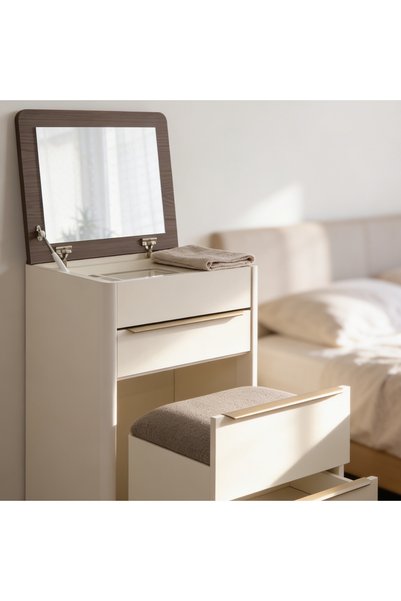 Highpoint Highpoint Drawer Unit with Integrated Functional Design and Hidden Chair, 66X50 Cm, Cream Color