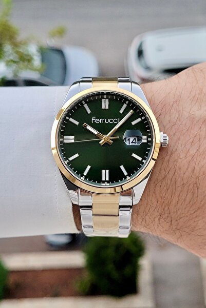 Ferrucci Green Dial, Gold Metallic Color Strap, 2 Year Warranty, 40 mm Men's ...