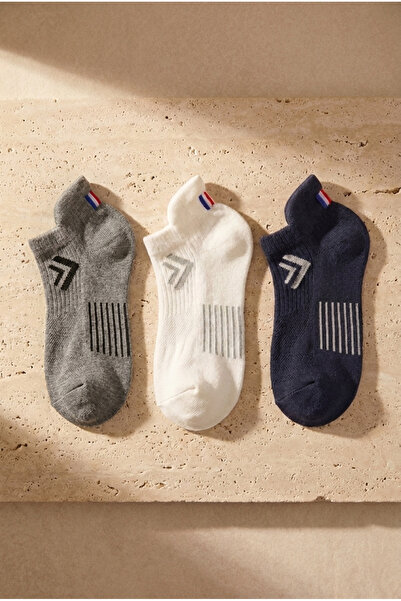 Katia&Bony 3 Pack Golf Unisex Step Socks White/Navy Blue/Gray