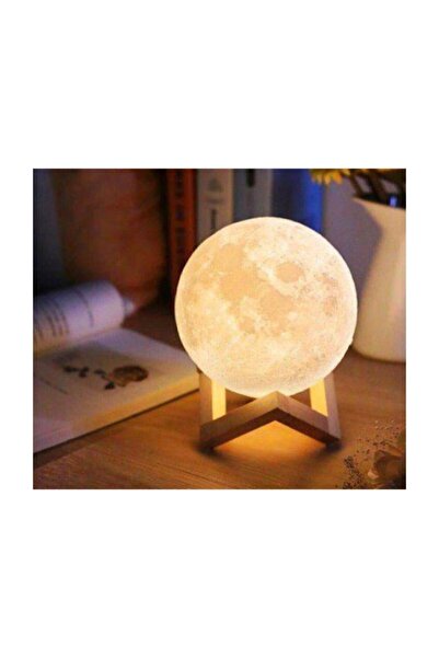 Genel Markalar 3d Standlı Ay Gece Lambası Dekoratif Küre Ledli, 12 Cm Çaplı