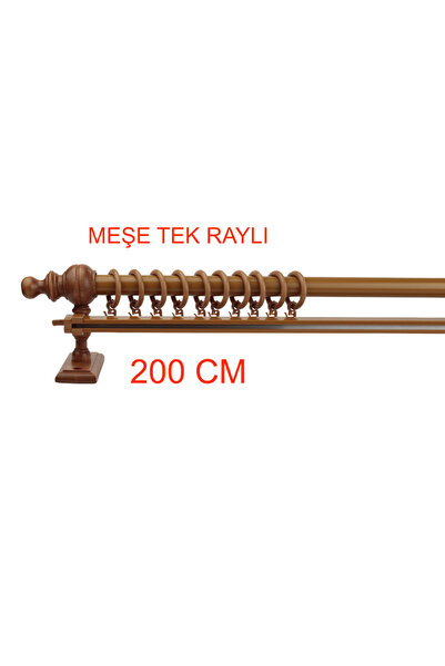 Bonicasa Art Meşe Tek Raylı Ahşap Rustik Perde Askısı Rustik Borusu 200 Cm