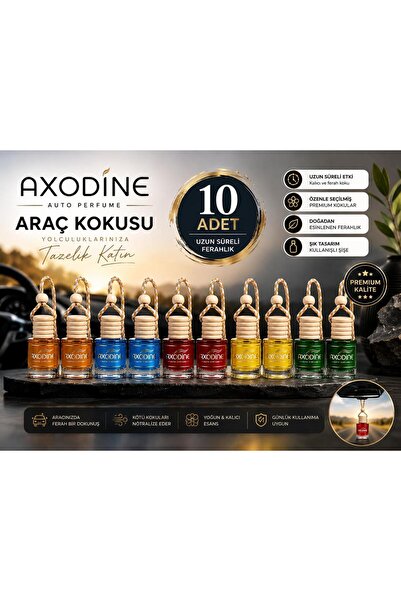 axodine Yüksek Yayılımlı Dekoratif Şişe Oto - Araç Kokusu 10 ml ( 10 ADET )
