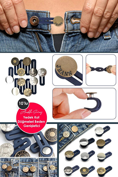 Pastimore 10 bucăți Magic Metal Button Blugi Pantaloni Extensor de talie Buto...