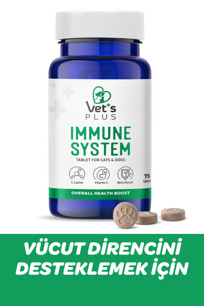 Vet's Plus Immune System Tablet 75’li (Bağışıklık Sistemi Güçlendirici, Kedi ...