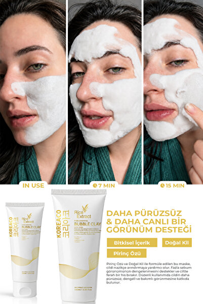 KOREACO Pirinç Özlü Mucize Bubble Clay Yüz Maskesi | Beyazlatıcı Aydınlatıcı Köpüren Yüz Maskesi 100 ml
