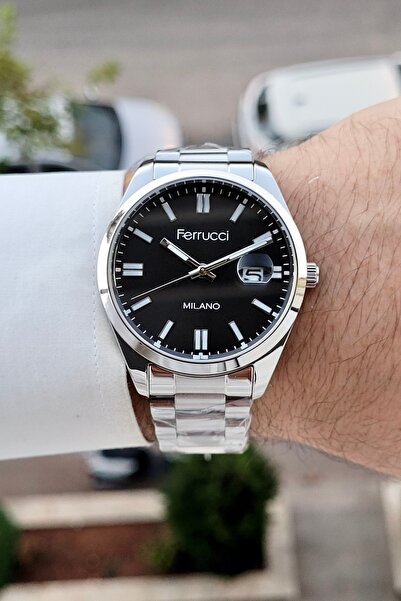 Ferrucci Black Dial, Metallic Color Strap, 2 Year Warranty, 40 mm Men's Calen...