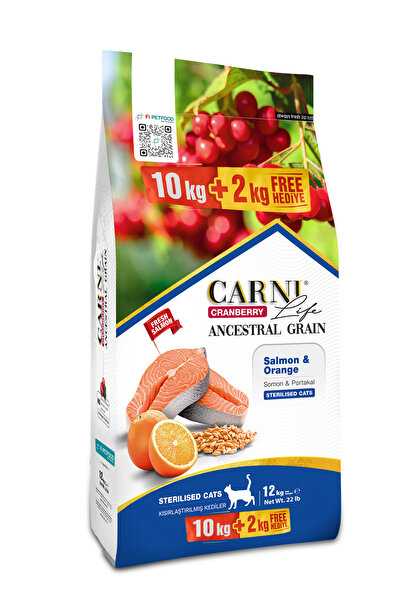 Cranberry Ancestral Grain Somonlu & Portakallı Kısırlaştırılmış Kedi Maması 10 Kg + 2 Kg