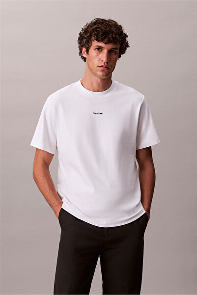 Calvin Klein Ss Stretch Cotton Pique Nano Tee Men's Crew Neck T-Shirt White