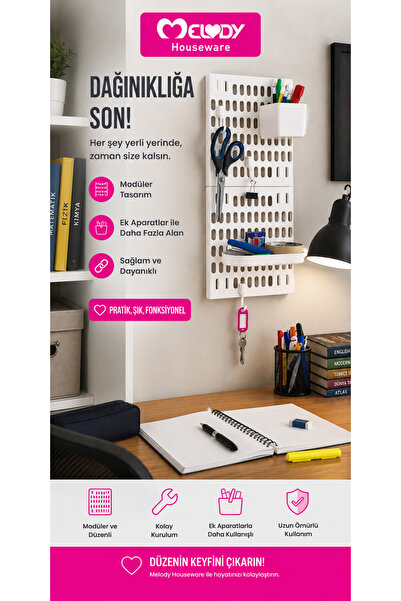Melody Houseware Duvar Panosu, Pano, Fotoğraf Çerçeve Askılık, Notluk, Anı Çe...