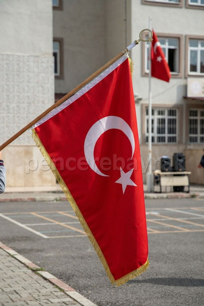 Pencere Bayrak Tören Bayrağı | Özel Kumaş | Çift Kat Püsküllü