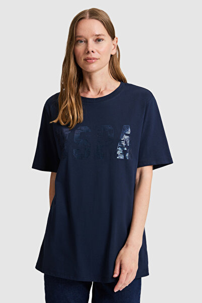 U.S. Polo Assn. Women's Navy Blue Crew Neck Basic T-Shirt 50321690-Vr033