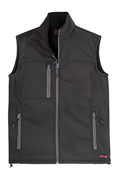İŞMONT Vestă softshell neagră pentru bărbați, cu fermoar, cu șorț pentru umăr...