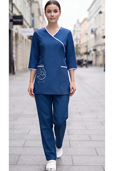 ABSHIR Housemaid/Khadama/Babysitter/Nanny Uniform Set, V-Neck Tunic with 3/4 ...