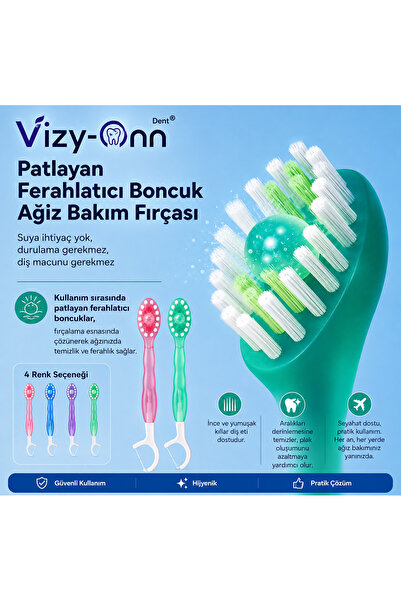 Vizy-Onn Dent Tek kullanımlık Kendinden Macunlu Diş Fırçası - Diş İpi - Kürda...