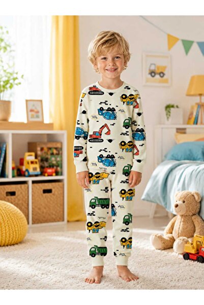 ROSAMİNA Boy's 100% Cotton Traffic Pattern Pajama Set