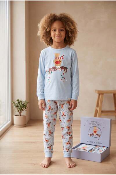 Katia&Bony Lovely Deer Boxed Children's Pajama Set Blue