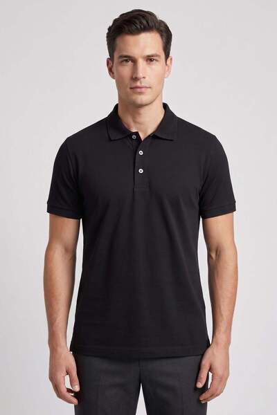 Uki SİYAH Polo Yaka Süprem T-shirt