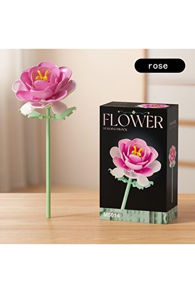 Choice1 1pc Pink rose Romantic building block flower decorations, festival gi...