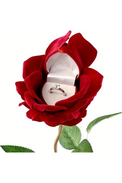 Choice Red Surprise rose-shaped ring box, ring storage box, Valentine's Day g...