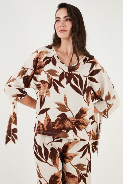 Lela Desenli Regular Fit Truvakar Kol V Yaka Alt-Üst Takım TAKIM 5865357