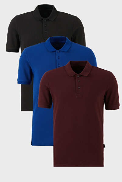 Buratti Cotton Regular Fit Buttoned Polo Neck 3 Pack t Shirts Men's t Shirt 5...