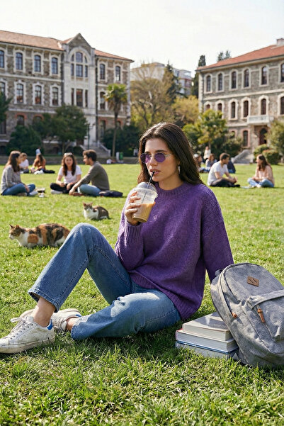 Lela Regular Fit Bisiklet Yaka Basic Triko Kazak KAZAK 4616213