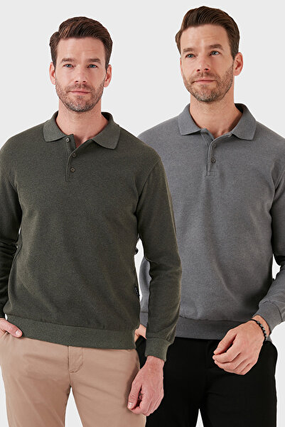 Buratti Cotton Blend Regular Fit 2-Pack Polo Neck Sweater Men's Polo Neck Swe...