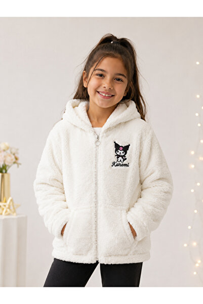 Uğur bebe Girls' Hooded Plush Cardigan with Zipper Pockets Soft Fleece Cardig...