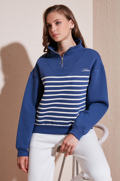 Lela Stretch Oversize kroj Fit Half Zip Visoka kragna Sweat SWEAT 5865883