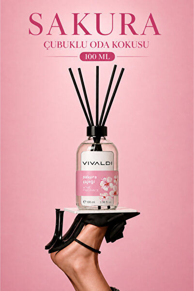 Vivaldi Home Sakura Çiçeği Çubuklu Oda Kokusu 100 ml, Kalıcı ve Doğal Çiçek A...