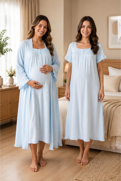 by İGP Pregnant and Postpartum Women's Muslin Fabric Dressing Gown Nightgown ...