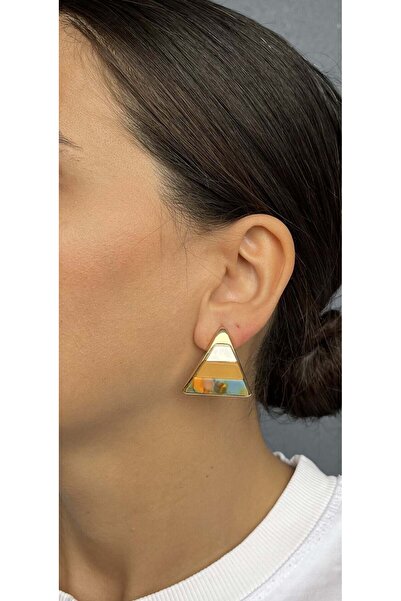 nunu takı Patterned Triangle Earrings