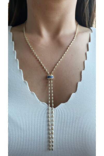nunu takı Blue Stone Y Necklace