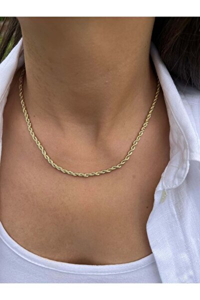 nunu takı Gold Color Thin Twist Chain Necklace